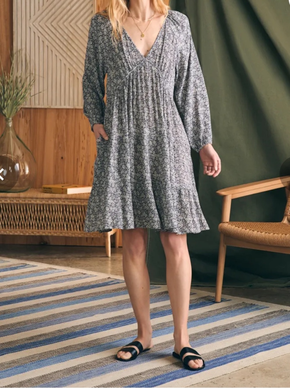 NWOT Faherty Sirene Dress Navy Ditsy Floral – XS